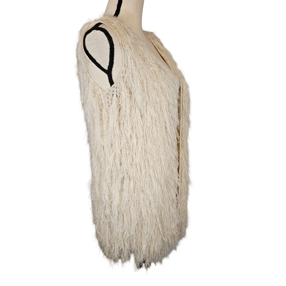 Ya Los Angeles Faux Fur Hippie Boho Style Vest, Ivory/Cream, OS - Picture 4 of 12